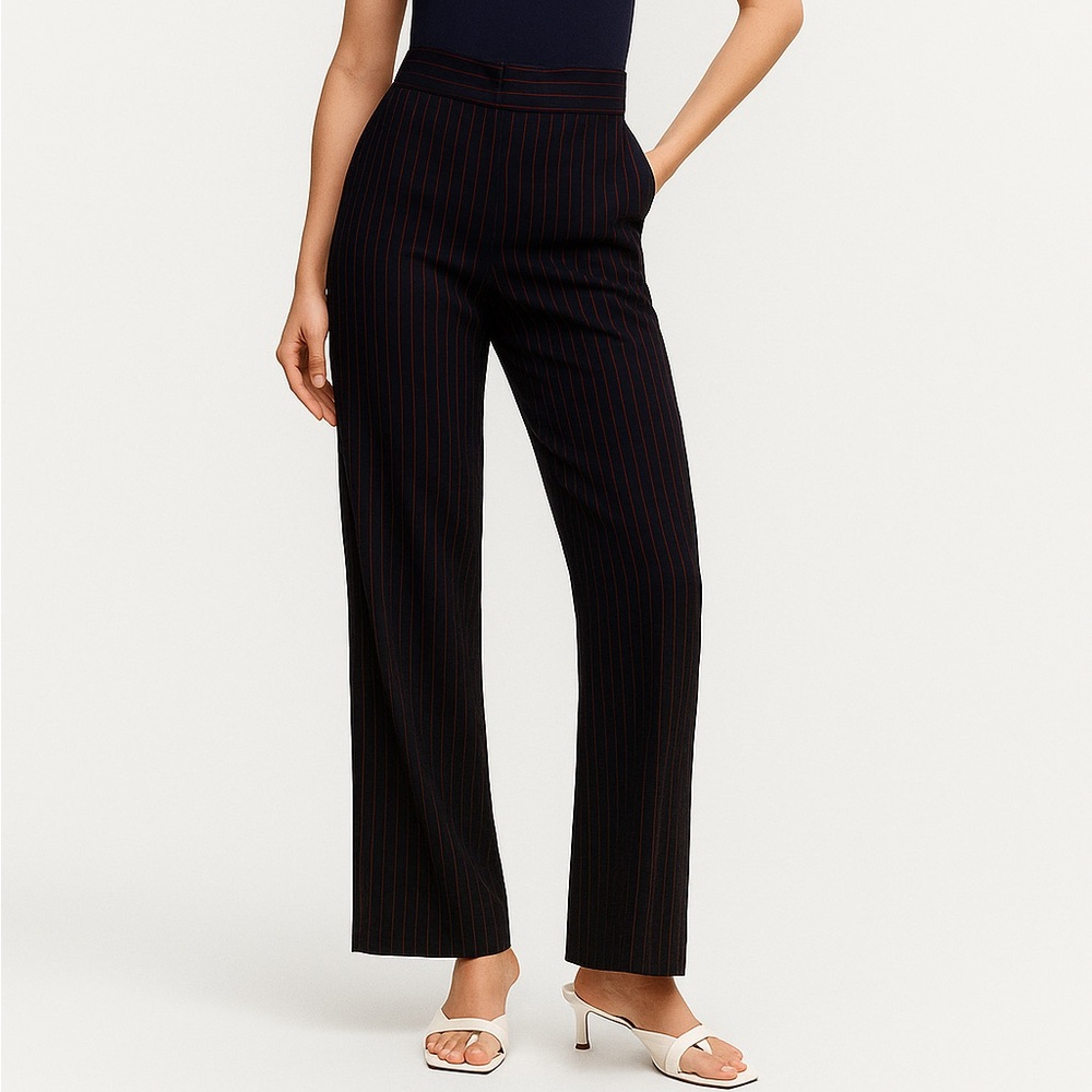 Lined trousers, high waist, navy blue